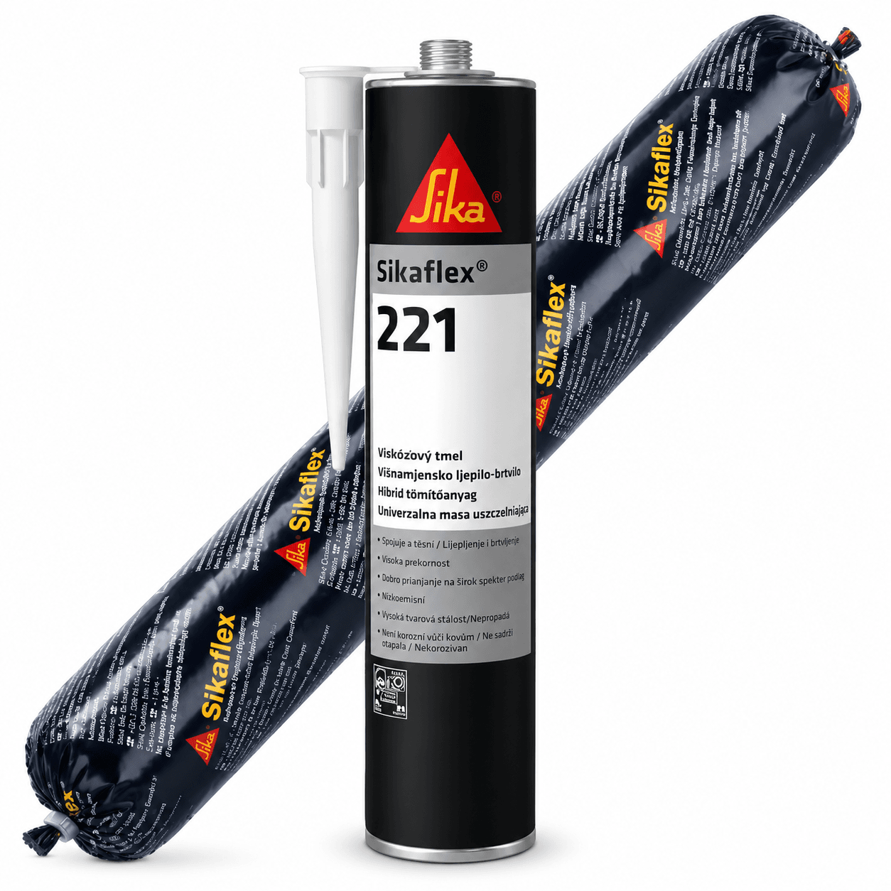 Sikaflex 221 polyurethane adhesive and sealant cartridge and sausage pack supplied by White House General Trading LLC UAE