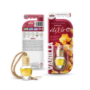 Elix Grand Elixir Vanilla 8 ml hanging bottle air freshener with front and back blister packaging