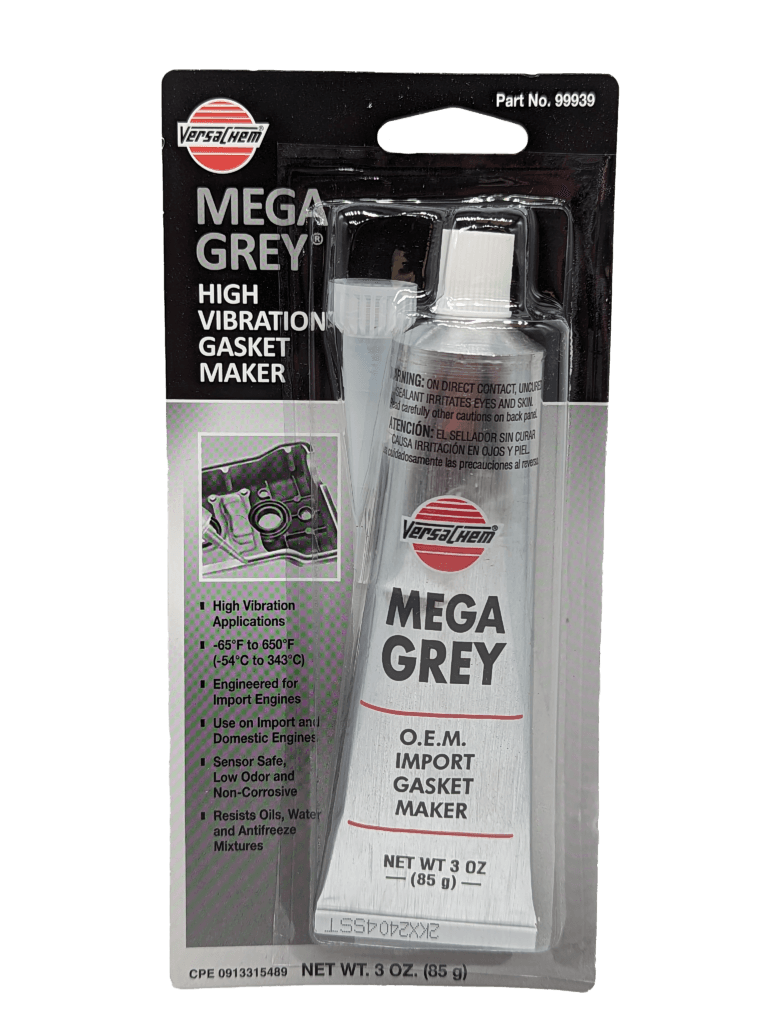 Versachem 99939 Mega Grey RTV Silicone Gasket Maker 85 g for high-torque, high-vibration automotive and industrial sealing applications.