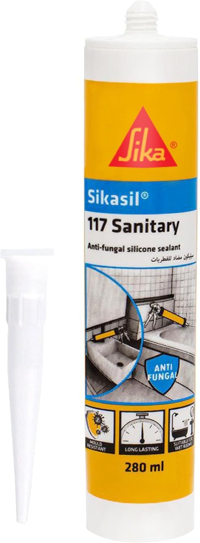 Sikasil-117 Sanitary silicone sealant 280 ml cartridge and nozzle
